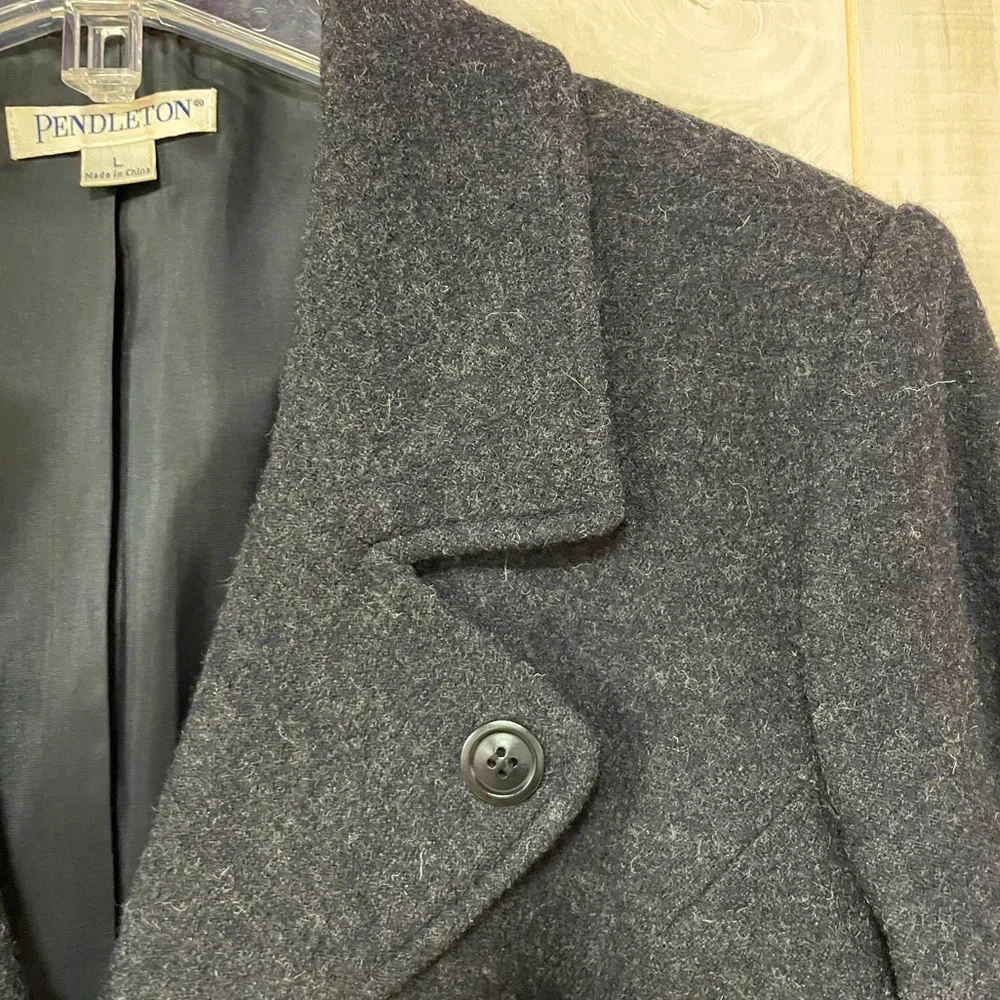 Pendleton Merino Wool Heather Gray Crop Peacoat Sz L - Picture 3 of 6